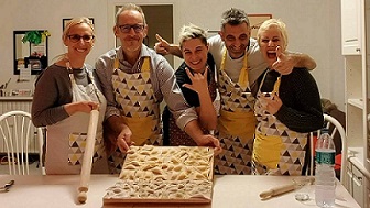People during the ravioli and cavatelli cooking class