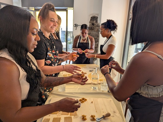 Beatrice explains how to make farfalle with fresh pasta